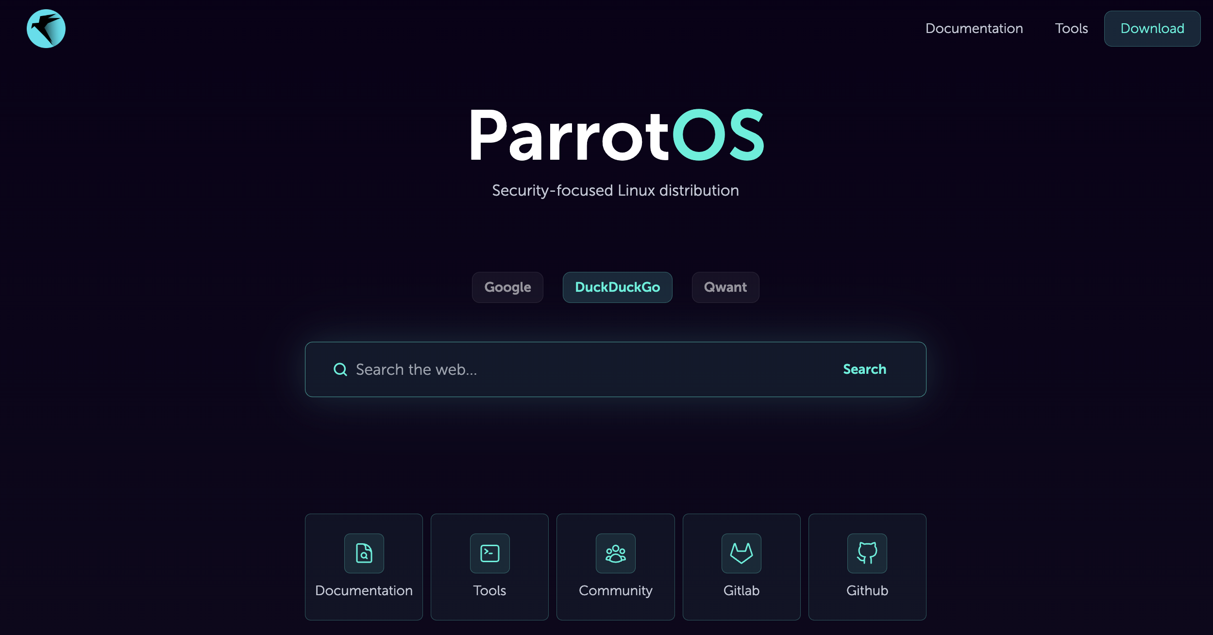 
New Firefox start page (Source : Parrotsec).